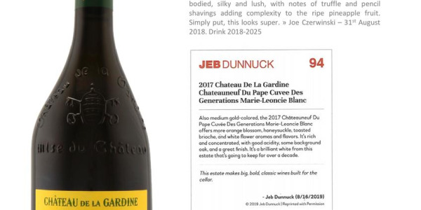 PRESSE 2017 Châteauneuf du Pape blanc Générations Marie-Léoncie