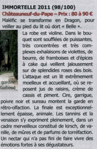 PRESSE 98/100 Gardine Immortelle dans le Magazine du Vin