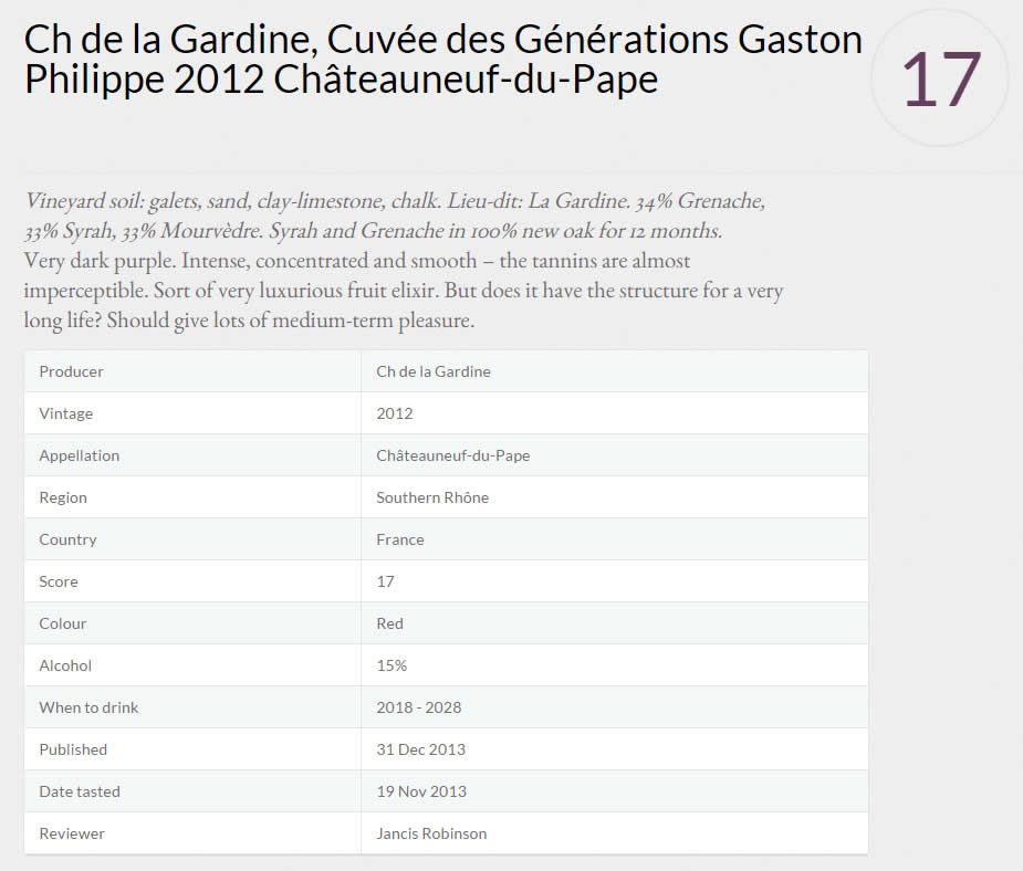 PRESSE 17/20 Jancis Robinson Cuvée des Générations 2012